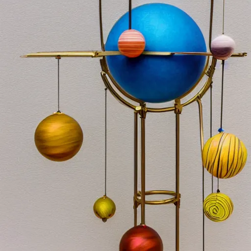 Image similar to a kinetic sculpture of this solar system, orrery, canon 5 d 5 0 mm lens, papier - mache, studio