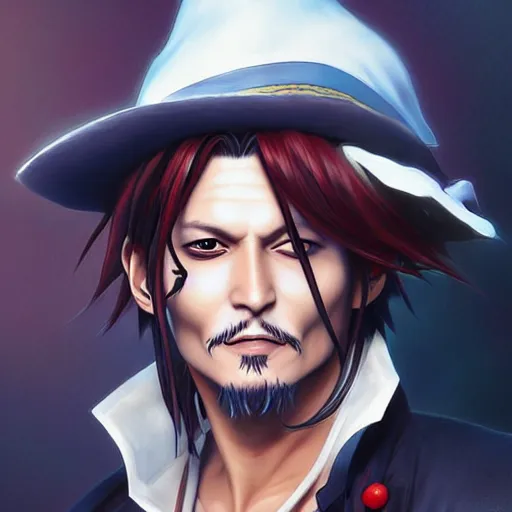 Prompt: anime portrait of johnny depp as an anime boy by Stanley Artgerm Lau, WLOP, Rossdraws, James Jean, Andrei Riabovitchev, Marc Simonetti, and Sakimichan, trending on artstation