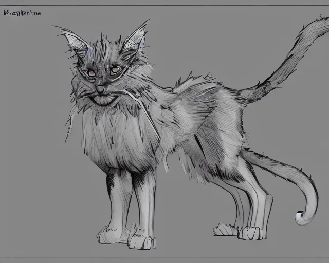 Image similar to king cat model concept art, trending on artstation, indie games, digital art, line art
