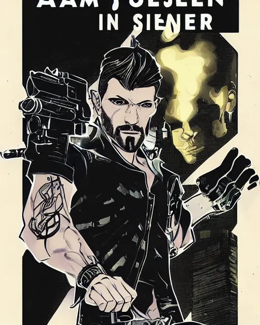 Image similar to adam jensen on a book cover by will eisner