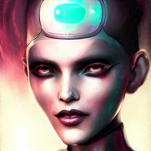 Prompt: Beautiful cyber punk cool girl smiling, punk, futuristic clothing, dystopian, edgy, beautiful hair, symmetical face, face by Charlie Bowater, Tom Bagshaw, Loish, Cyberpunk2077, mass effect. concept art, character art. sc-fi. cover art, story art,...-n 4