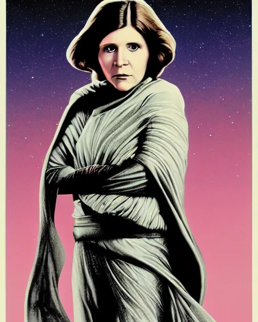 Image similar to carrie fisher in the empire strikes back, 1980, digital art, cdx