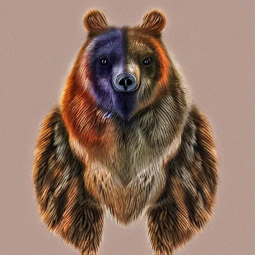 Image similar to an animal half bird half bear, highly detailed, digital art