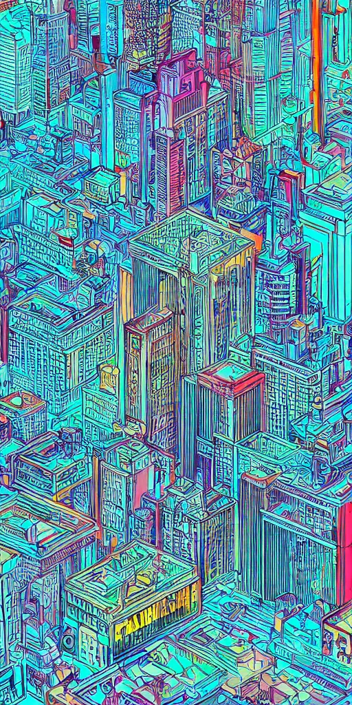 Image similar to san francisco, ultrafine detailed illustration by james jean, intricate linework, bright colors, behance contest winner, vanitas, angular, altermodern, unreal engine 5 highly rendered, global illumination, radiant light, detailed and intricate environment