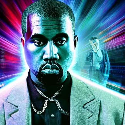 Image similar to a full body photograph of kanye west as'doctor who ', time vortex in the background, detailed face, symmetrical face, extreme realism and detail, 8 k, completely framed, direct lighting, 3 5 mm photo, photorealistic, sharp focus