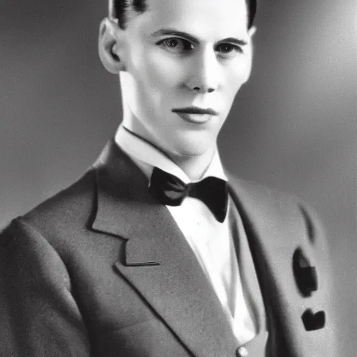 Image similar to A photograph portrait of Jerma985 wearing a suit with short slicked hair in the early 1930s, taken in the early 1930s, grainy, taken on a early 1930s Kodak Camera, realistic, hyperrealistic, very realistic, highly detailed, very detailed, extremely detailed, detailed, digital art, trending on artstation