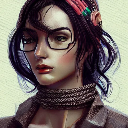 Image similar to a woman wearing a stylish outfit, highly detailed, digital painting, artstation, concept art, smooth, sharp focus, illustration