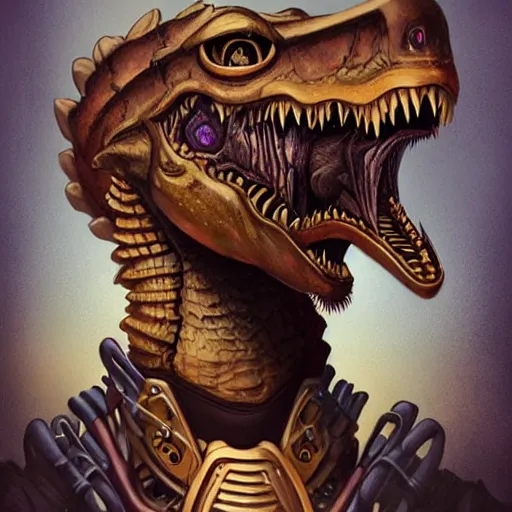 Image similar to Lofi steamPunk portrait tyrannosaurs rex Pixar style by Tristan Eaton Stanley Artgerm and Tom Bagshaw