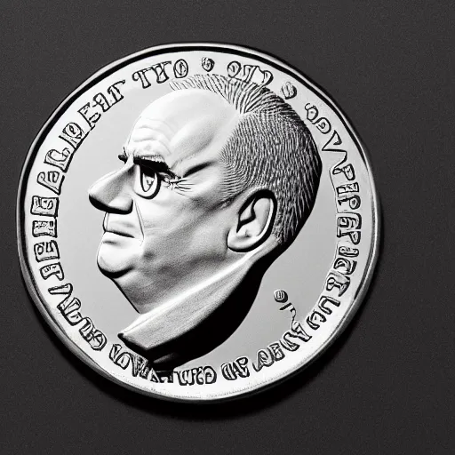 Prompt: a coin featuring the head of Danny Devito