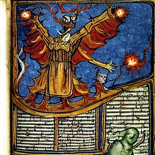 Image similar to medieval bestiary of repressed emotion monsters and creatures starting a fiery revolution in the psyche