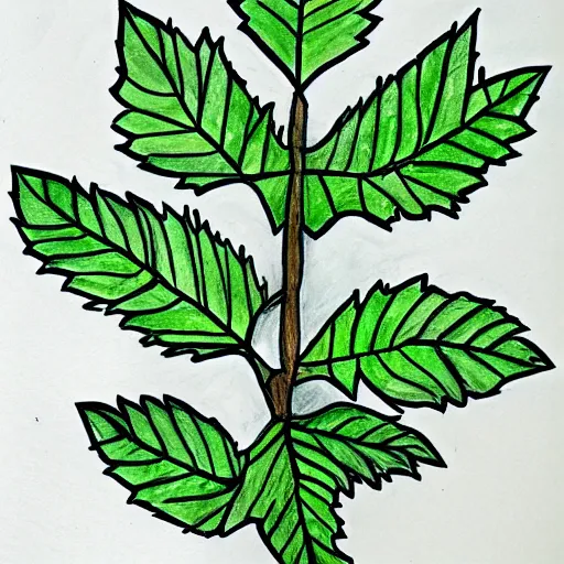 Image similar to children's drawing of a blackberry plant, very poor quality, horrible color palette