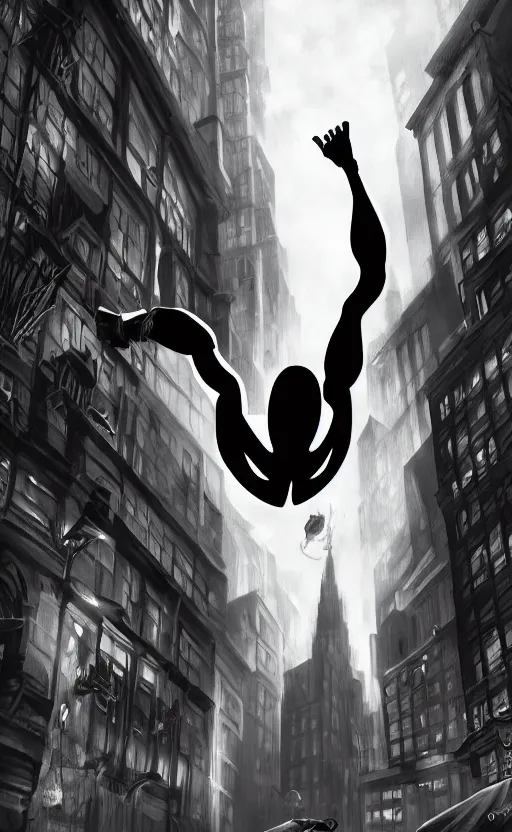 Image similar to epic spiderman noir wallpaper, dynamic lighting, photorealistic fantasy concept art, trending on art station, stunning visuals, creative, cinematic, ultra detailed