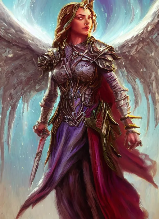 Prompt: angel, ultra detailed fantasy, dndbeyond, bright, colourful, realistic, dnd character portrait, full body, pathfinder, pinterest, art by ralph horsley, dnd, rpg, lotr game design fanart by concept art, behance hd, artstation, deviantart, hdr render in unreal engine 5