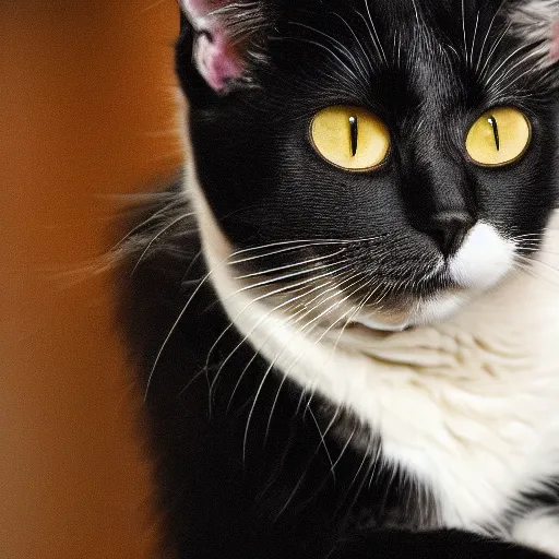 Prompt: photo of a cat with a white belly and jaw