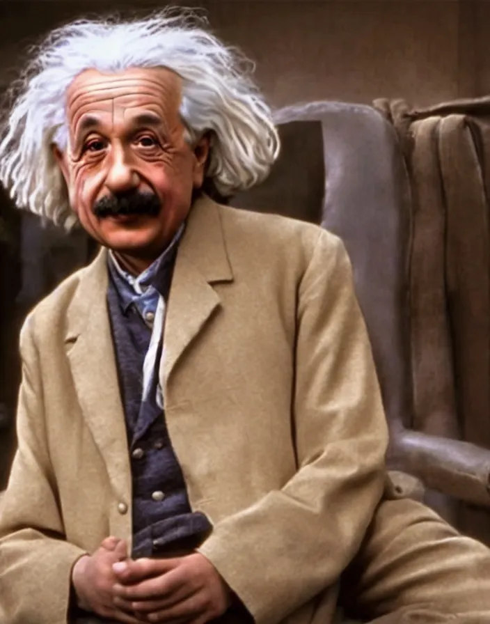 Image similar to Albert Einstein in a pixar film, movie, cinematic