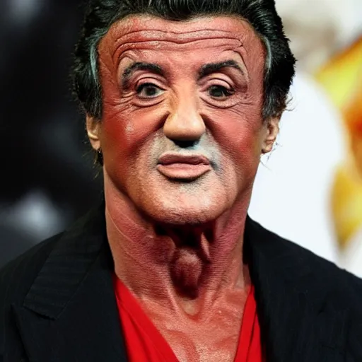 Prompt: sylvester stallone made of spaghetti