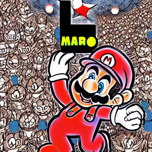 Prompt: super mario, junji ito