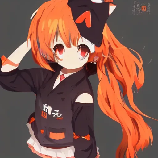 Prompt: senko-san very very beautiful anime kitsune foxgirl drinks beer trending on pixiv trending on artstation orange hair orange tail