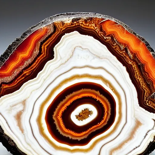 Prompt: a studio portrait of an agate jasper with the letter r in the banding white background