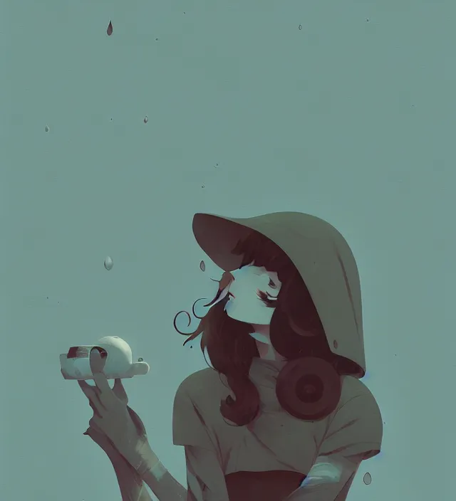 Image similar to the systolic rain, naturel, art style by atey ghailan, greg rutkowski, greg tocchini, james gilleard, joe gb fenton, in kaethe butcher, dynamic lighting, gradient light blue, brown, blonde cream and white color in scheme, grunge aesthetic