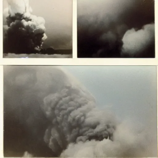 Prompt: polaroid photos of the hindenburg disaster