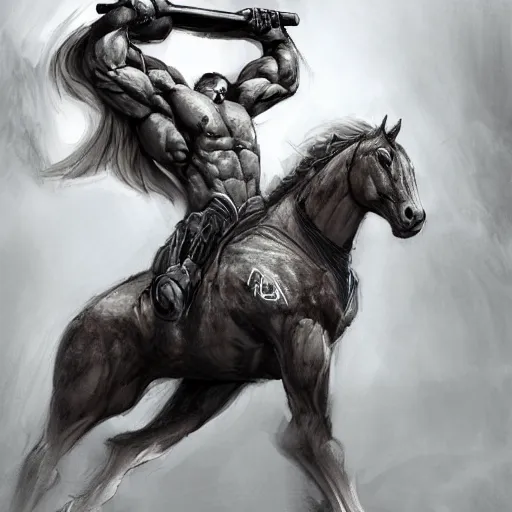 Prompt: an exaggeratedly muscular anthropomorphized horse with a magnificently muscular physique wearing a combat uniform standing in a facility, long white mane, proportionally enormous arms, equine, anthro art, furaffinity, highly detailed, digital painting, artstation, concept art, illustration, art by artgerm, greg rutkowski, ruan jia