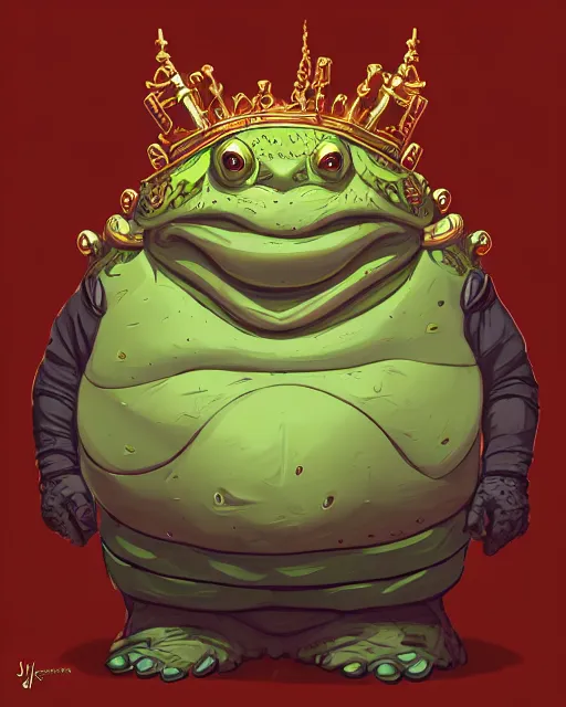 Prompt: a fat slimy anthropomorphic toad king wearing ornate cyberpunk armor, bust shot, smooth, intricate, elegant, power aura, digital painting, artstation, concept art, high tech fantasy, sharp focus, illustration, art by james jean