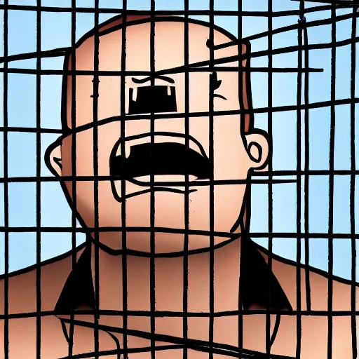 Prompt: a screaming man stuck inside a cage made of tedious paperwork