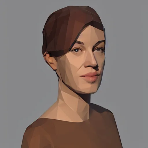 Prompt: female portrait, low poly