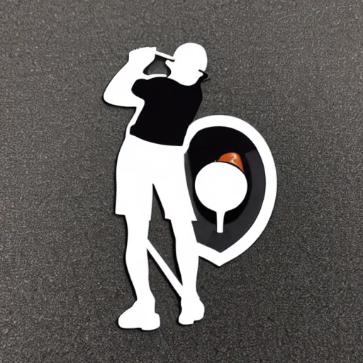 Prompt: die cut sticker of golf player