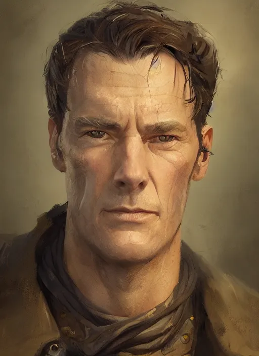 Image similar to a portrait of sam vimes, beautiful painting with highly detailed face by greg rutkowski and magali villanueve