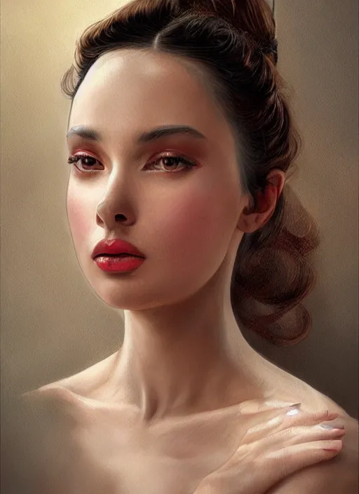 Image similar to hyperrealistic photography of a highly detailed and symmetrical gorgeous hispanic female ballerina in the style of vargas and wlop, highly detailed, face symmetry, highly realistic hands, masterpiece, award - winning, sharp focus, intricate concept art, ambient lighting, 8 k, artstation