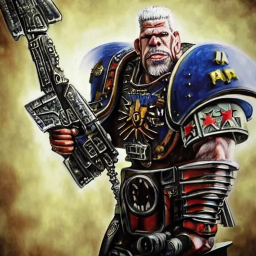 Image similar to Warhammer 40k Ron Perlman, photorealistic