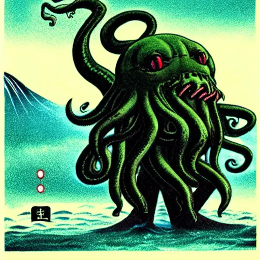 Prompt: a photograph of cthulhu as a japanese mascot, filmic, cinematographic