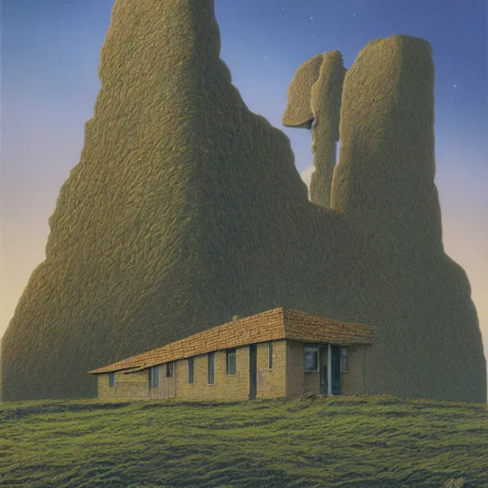 Image similar to a building in a landscape, by peter elson