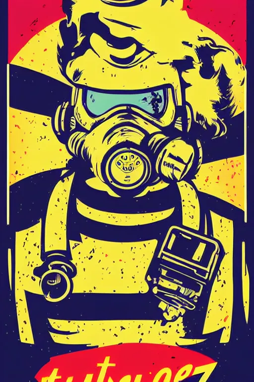 Image similar to fallout 7 6 retro futurist illustration art by butcher billy, sticker, colorful, illustration, highly detailed, simple, smooth and clean vector curves, no jagged lines, vector art, smooth andy warhol style