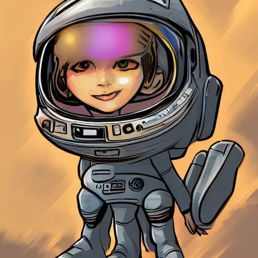 Image similar to concept art, stylized, comic book illustration, human character, space suit, trending on artstation