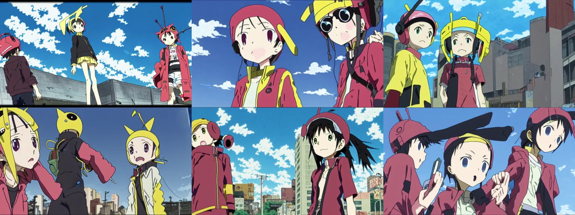 Prompt: a screenshot from the anime movie flcl