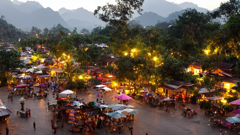 Image similar to a beautiful evening in Luang Prabang Laos