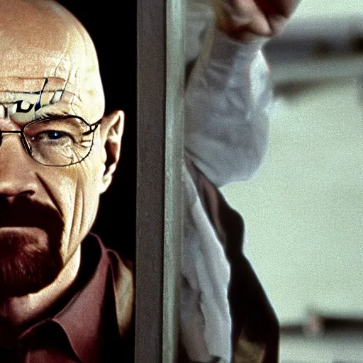 Image similar to walter white starring as a ghost in the movie ghost busters