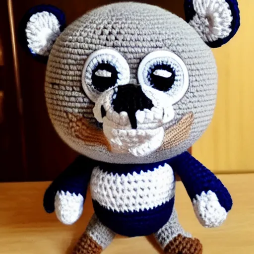 Image similar to crocheted tom nook, high quality