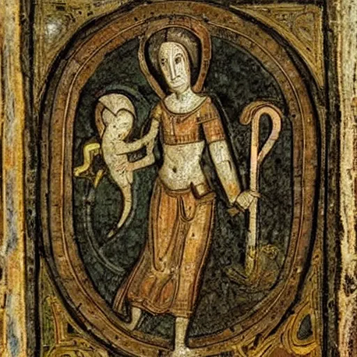 Prompt: ancient medieval art depicting a shoggoth entering into this reality