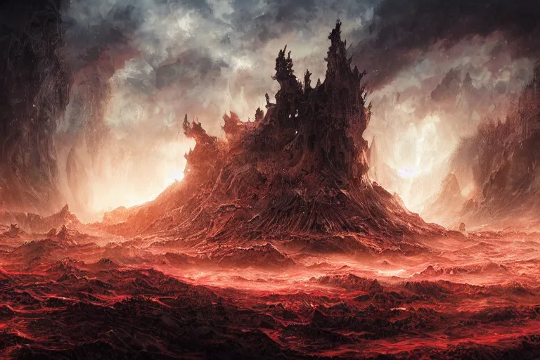 Image similar to a landscape of hell, goth, intricate, highly detailed, digital painting, official media, anime key visual, concept art, rich vivid colors, ambient lighting, sharp focus, illustration, art by wlop