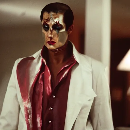 Prompt: An egyptian pharaoh as The American Psycho, cinematic still