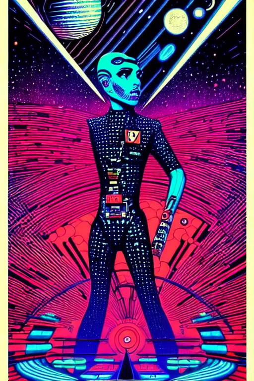 Image similar to jon barber from the disco biscuits, high details, bold line art, by vincent di fate and joe fenton, inking, etching, screen print, masterpiece, trending on artstation, sharp, high contrast, hyper - detailed,, hd, 4 k, 8 k