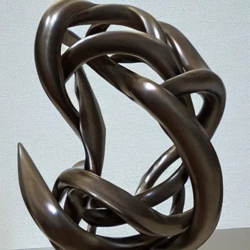 Prompt: a metal sculpture of the best knot from knot theory