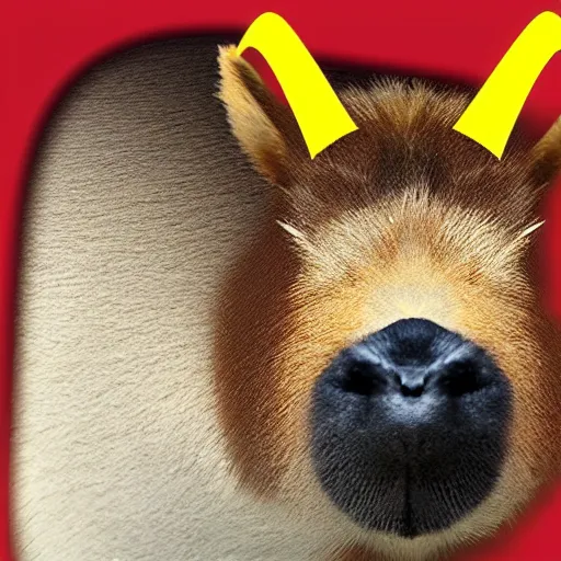 Image similar to mcdonald's logo but with capybara