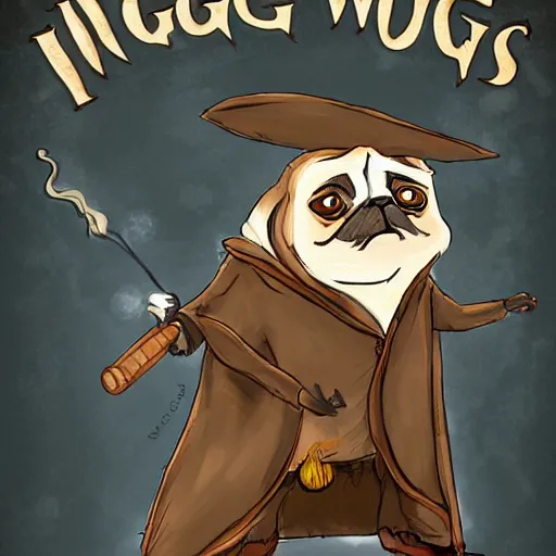 Image similar to harry pugger, from the pugworts school of witchcraft and wizardry, trending on artstation