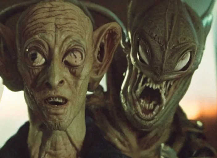 Prompt: ridley scott's alien starring pee wee herman vfx film