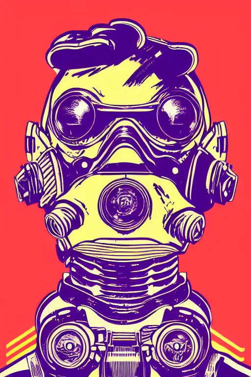 Image similar to fallout 7 6 retro futurist illustration art by butcher billy, sticker, colorful, illustration, highly detailed, simple, smooth and clean vector curves, no jagged lines, vector art, smooth andy warhol style